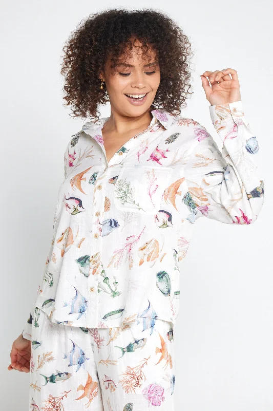 Layered ShirtsVacation Linen Shirt - Reef Print