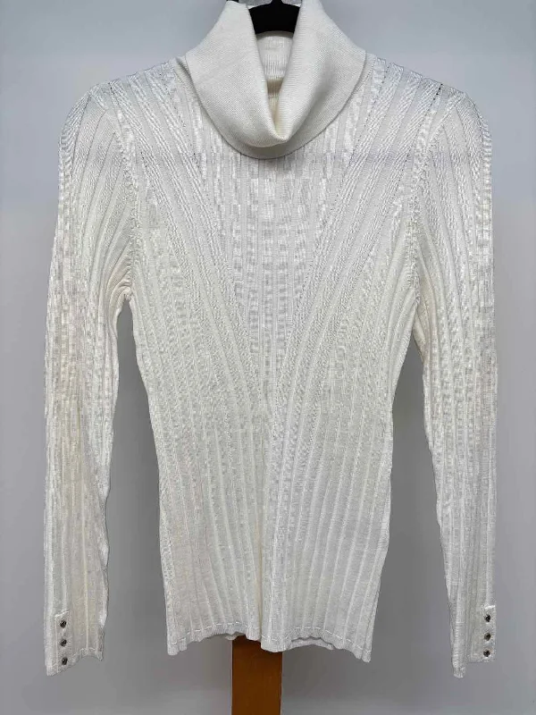 Luxury ShirtsWhite House Black Market Women's Size M White Ribbed Long Sleeve Shirt