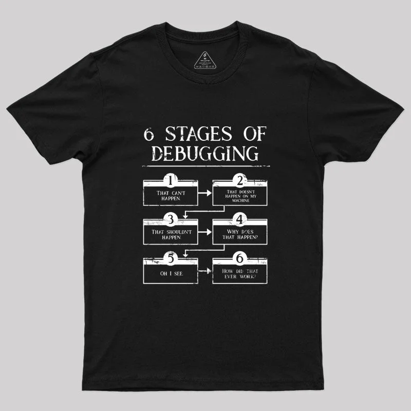 6 Stages Of Debugging Computer Programming T-ShirtOutdoor T-Shirts