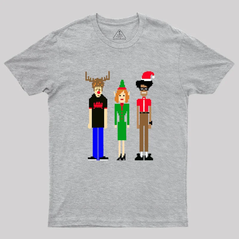 8-Bit Christmas IT Crowd Geek T-ShirtLinen T-Shirts