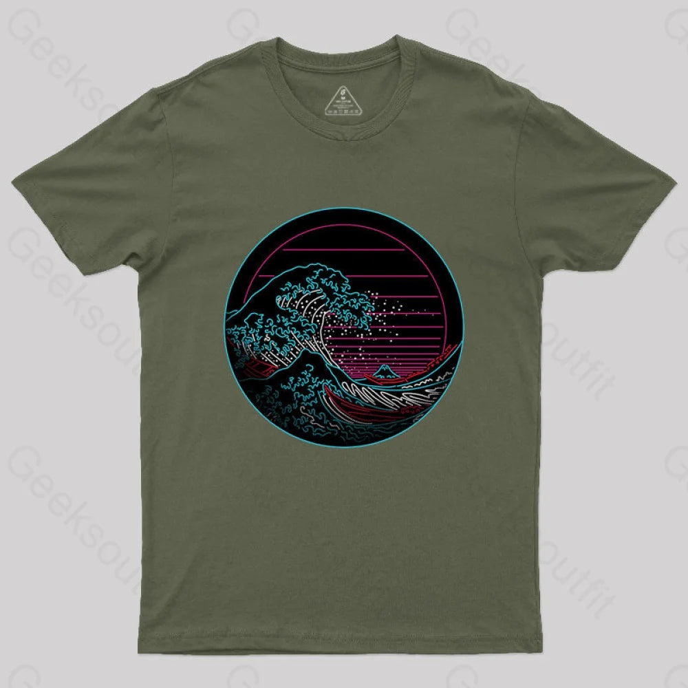 GREAT NEON WAVE T-ShirtLeather-Paneled T-Shirts