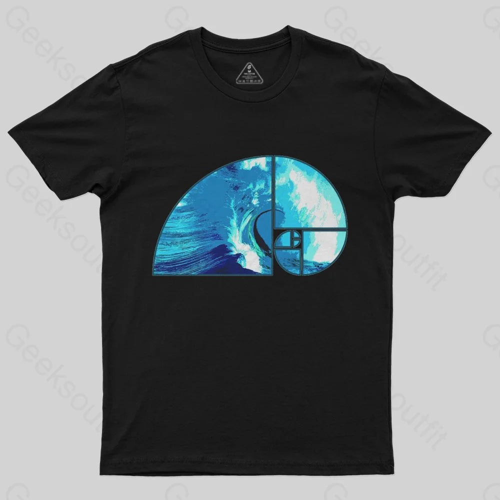 Ocean Wave Fibonacci Spiral T-ShirtDesigner T-Shirts