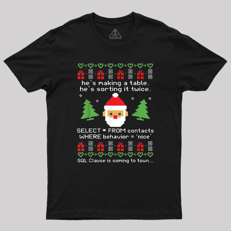 Sql Clause Is Coming to Town Geek T-ShirtSkateboard T-Shirts