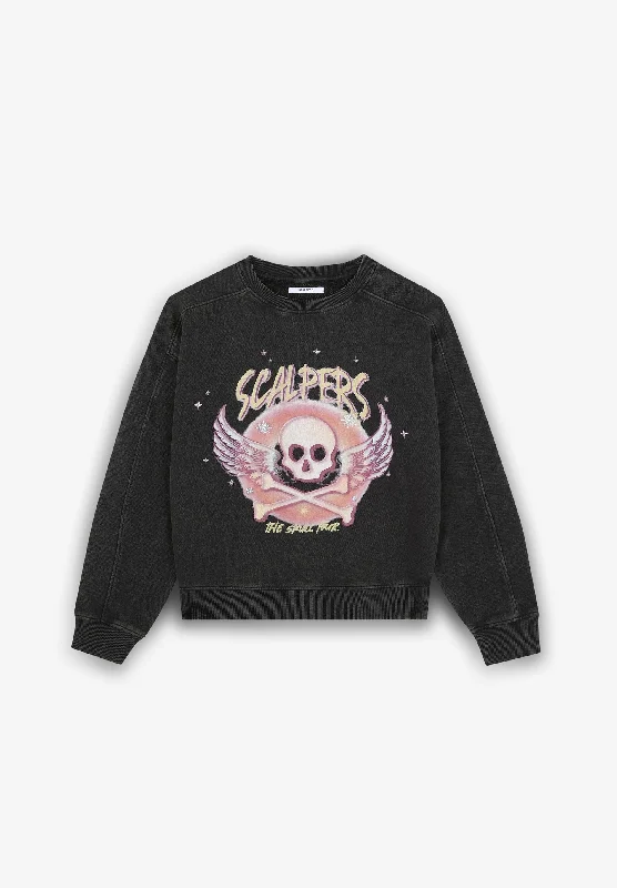 Metallic HoodiesSPRAY SKULL SWEATER