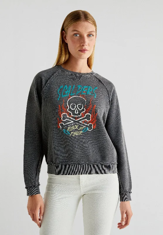 Quilted SweatshirtsFLAME SKULL SWEATER