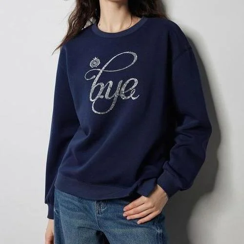 Velour SweatshirtsAutumn Embroidered Bead Letter Sweatshirt