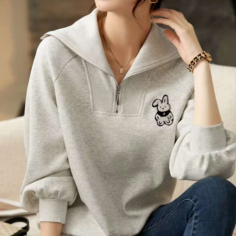 Cashmere HoodiesHalf Zip Up Loose Sweatshirt