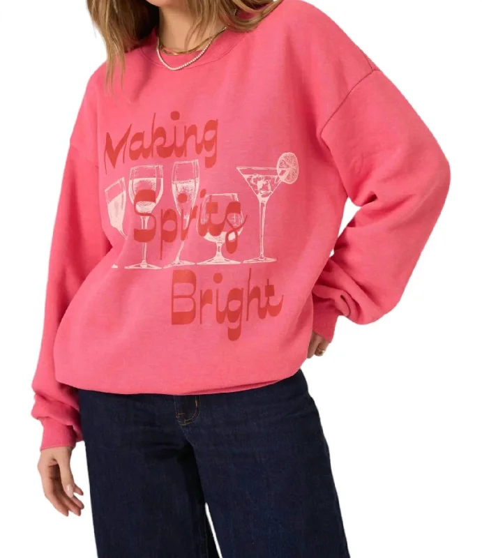 Fringed HoodiesMaking Spirits Bright Sweatshirt In Raspberry Blossom