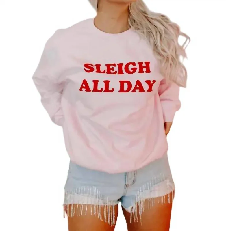 Thermal HoodiesSleigh All Day Christmas Sweatshirt In Pink