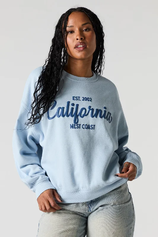 Drawstring HoodiesCalifornia Puff Print Fleece Sweatshirt