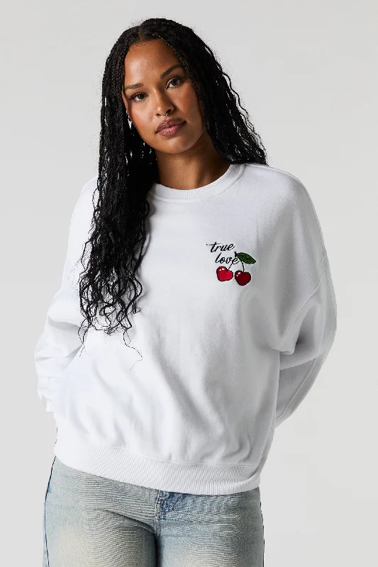 Collaborative SweatshirtsTrue Love Cherry Embroidered Fleece Sweatshirt