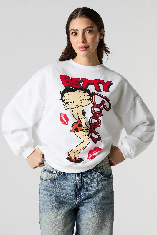 Asymmetrical HoodiesBetty Boop Graphic Fleece Sweatshirt