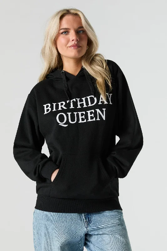 Sherpa-Lined HoodiesBirthday Queen Graphic Fleece Hoodie