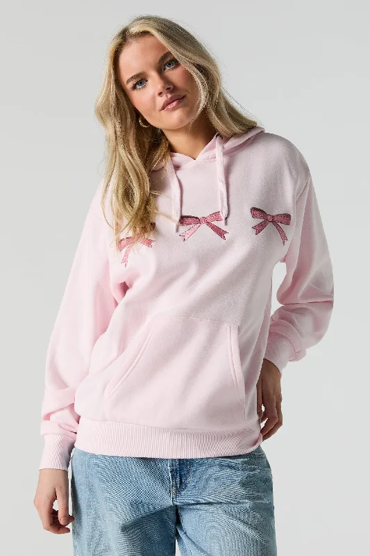 Cotton HoodiesBow Embroidered Fleece Hoodie