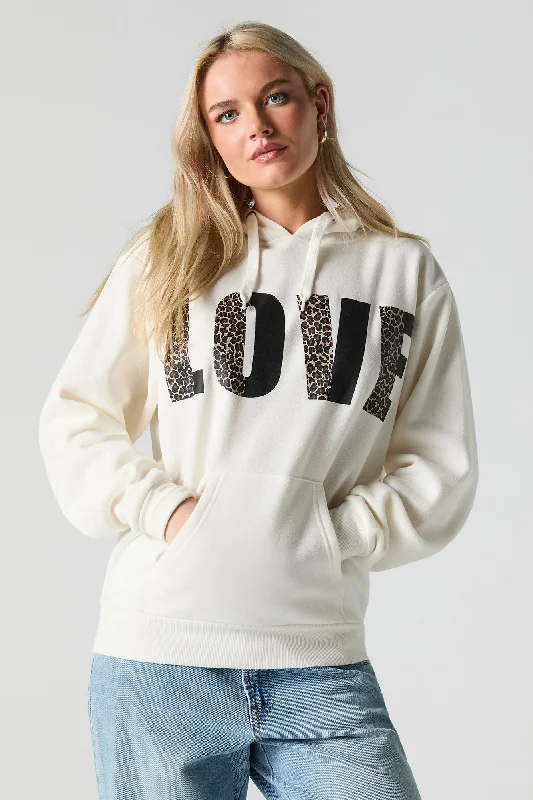 Hooded SweatshirtsLOVE Cheetah Graphic Fleece Hoodie