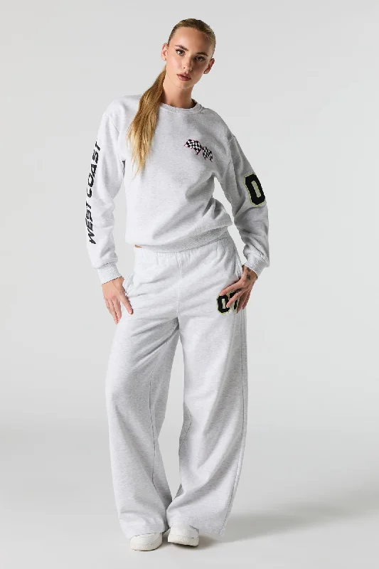 High-Fashion Sweatshirts07 Racer Embroidered Fleece Wide Leg Sweatpant