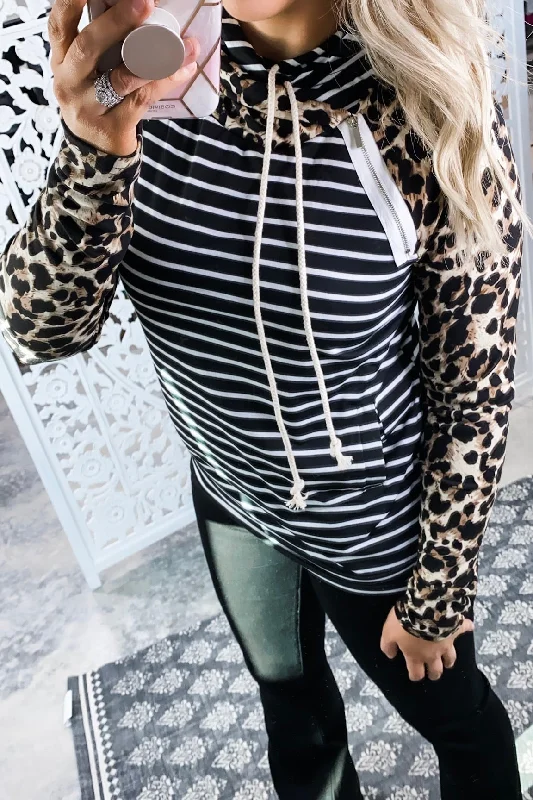 Streetwear HoodiesGood Feeling- Leopard & Stripes Hoodie