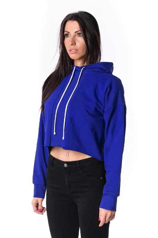 Linen Blend SweatshirtsThe Woman Panelled Cropped Hoody 17 // royal blue