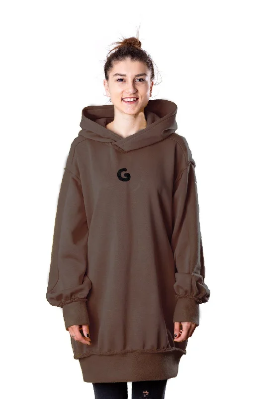 Drawstring HoodiesTheG Fresh Oversize Hoody Woman // brown