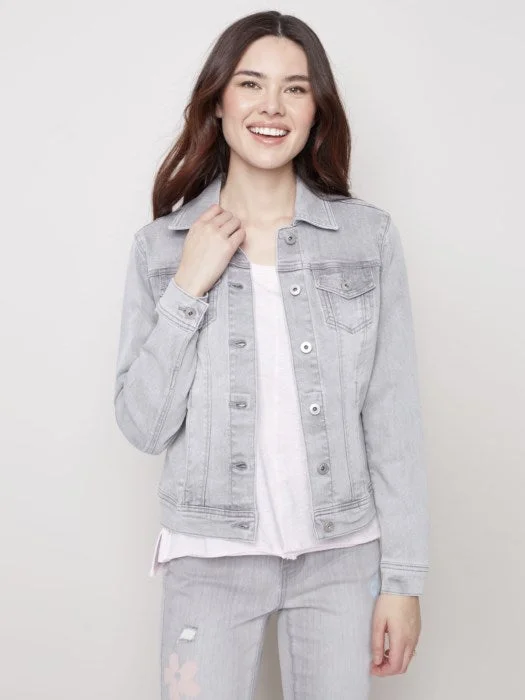 Denim with hatC.B 6302W Grey Denim Jacket