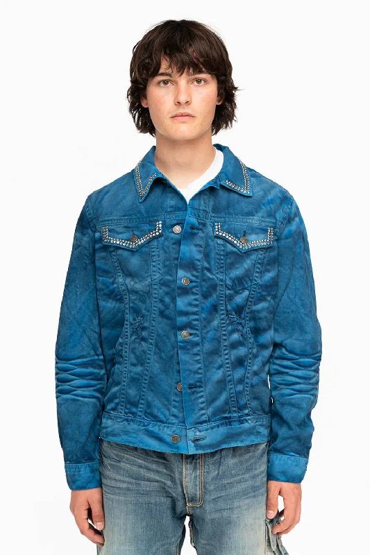 DenimMENS DENIM JACKET IN PAUL BLUE WITH CRYSTALS