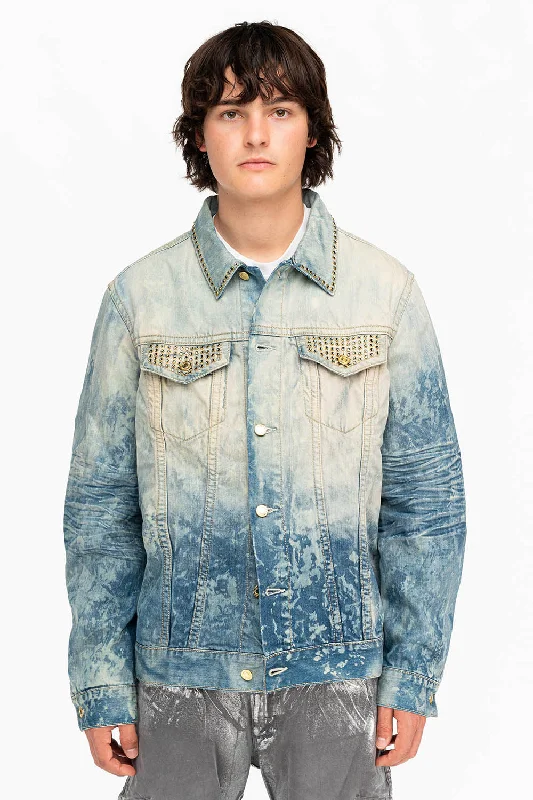 Cowboy jewelryDENIM JACKET IN VINTAGE BLUE WITH CRYSTALS