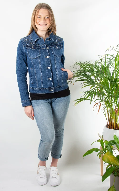 Denim suspendersEmbellish Denim Jacket | Dark Denim