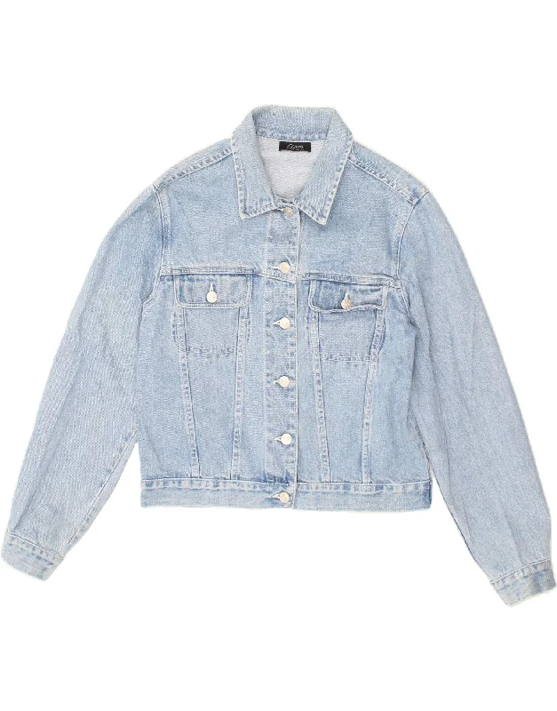 Denim patchesETAM Womens Crop Denim Jacket IT 40 Small Blue Cotton