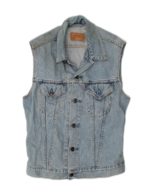 Denim with sweaterLEVI'S Womens Denim Gilet UK 14 Large Blue Cotton