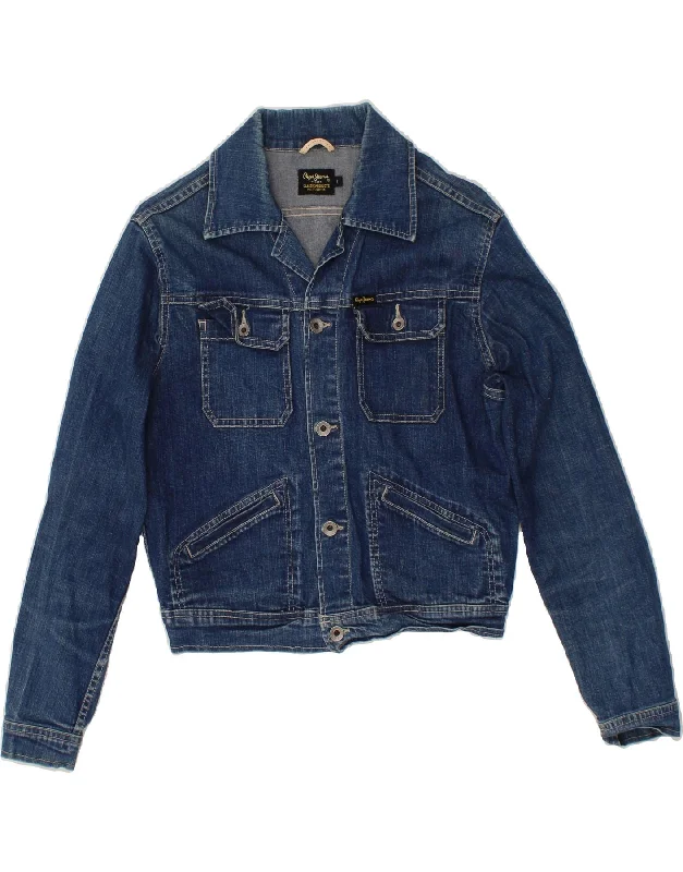 WranglerPEPE JEANS Womens Crop Denim Jacket UK 16 Large Blue Cotton