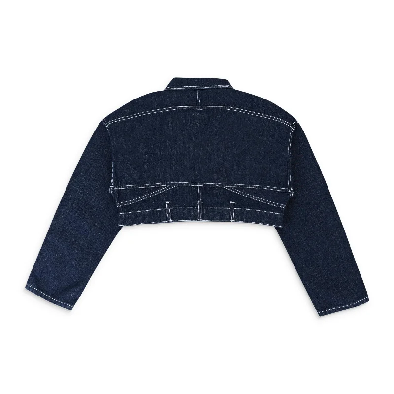 AG JeansSEVIGNY X OC CROPPED RECONSTRUCTED DARK INDIGO DENIM JACKET XS