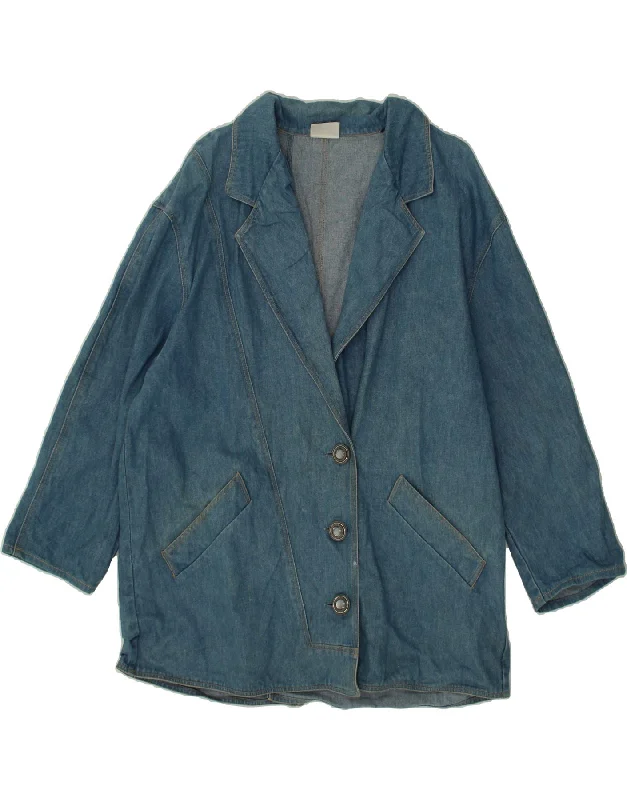 Cowboy cultureVINTAGE Womens Denim Coat UK 18 XL Blue Cotton