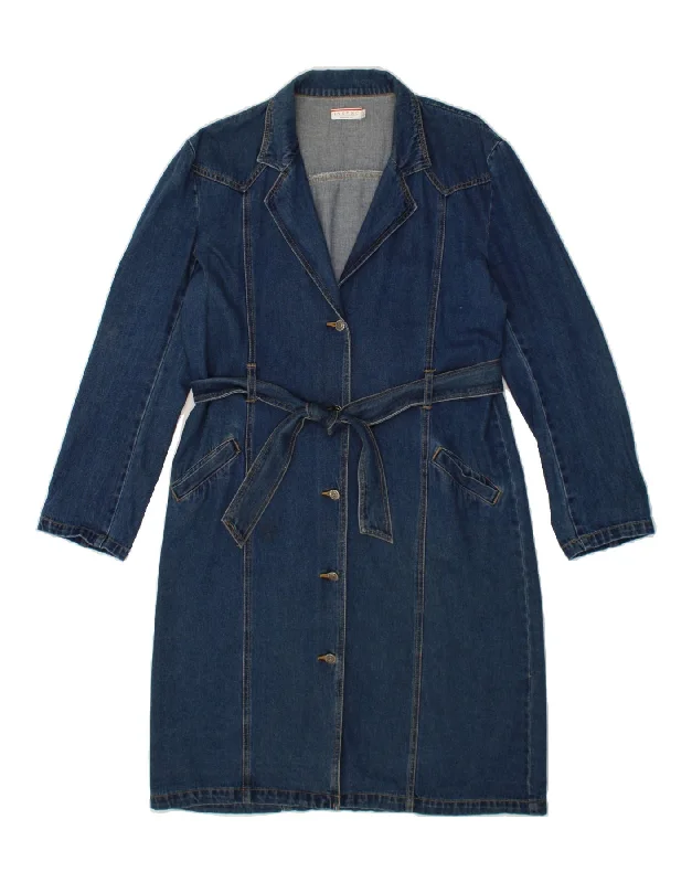 Bohemian denimVINTAGE Womens Denim Coat UK 20 2XL Blue Cotton