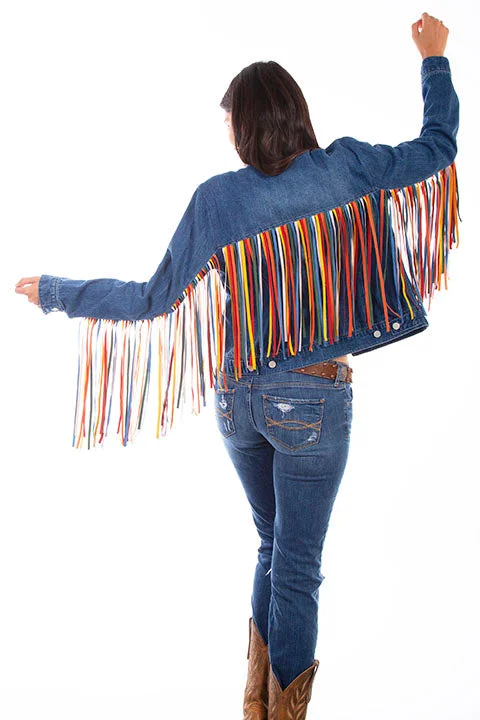 Denim dyeingWomen's Honey Creek Jacket Collection: Denim Serape Fringe