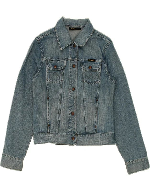 Denim vestWRANGLER Womens Crop Denim Jacket UK 14 Large Blue Cotton