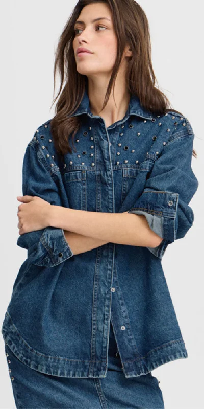 Denim laceB.Young Studded Denim Shirt Jacket