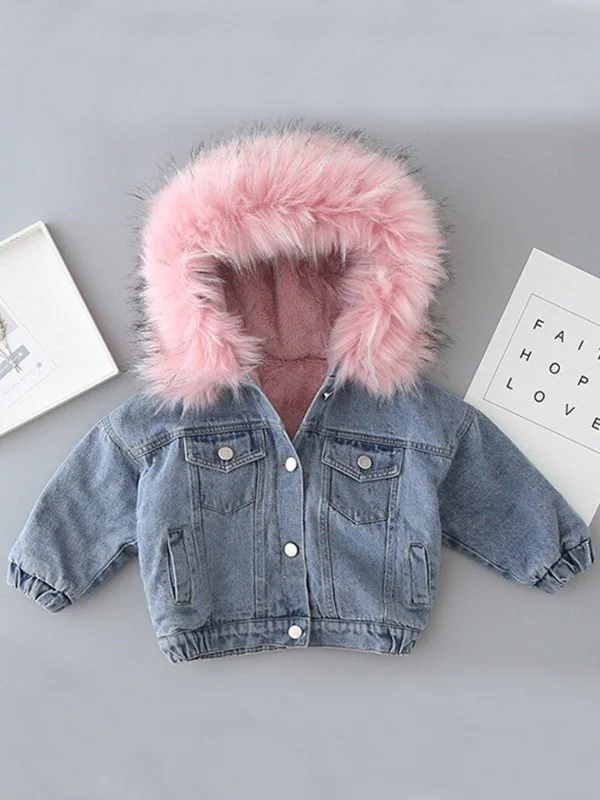 H&MMost Popular Fur Hoodie Denim Jacket