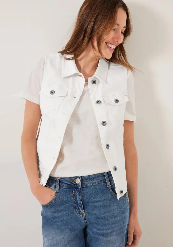 Denim with high heelsCecil Sleeveless Denim Jacket, Off White