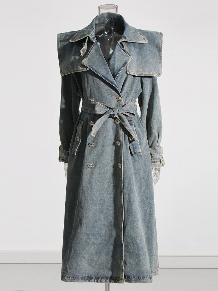 Cowboy artDenim Trench Coat