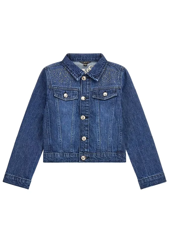 Denim patchesGuess Older Girl Glitter Logo Denim Jacket, Blue