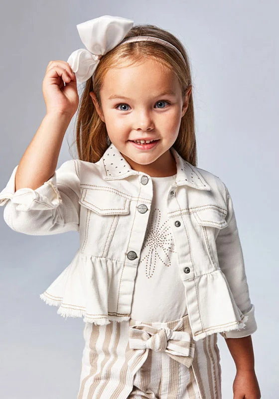 Business denimMayoral Girls Stud Trim Denim Jacket, Off White