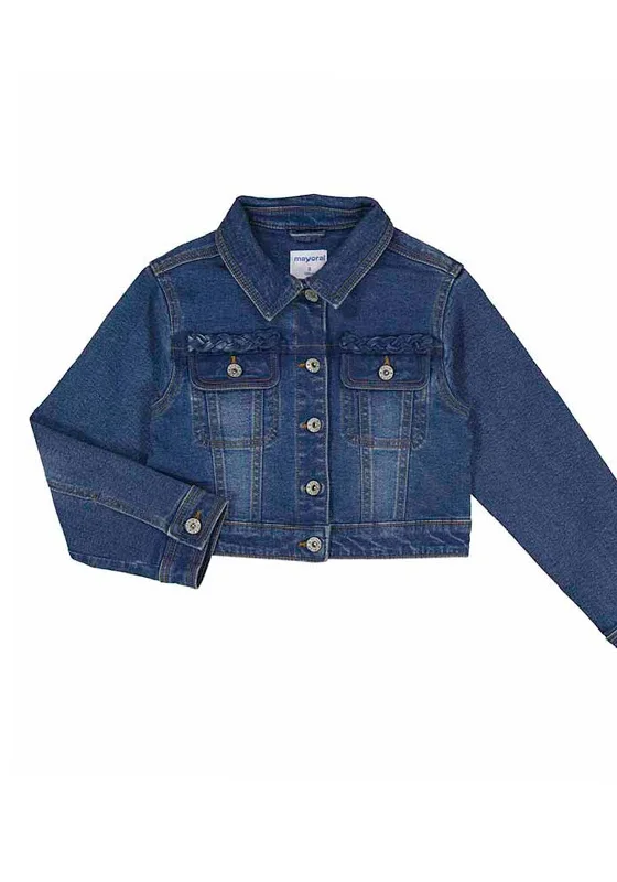 Denim jacketMayoral Older Girl Better Cotton Denim Jacket, Dark Blue