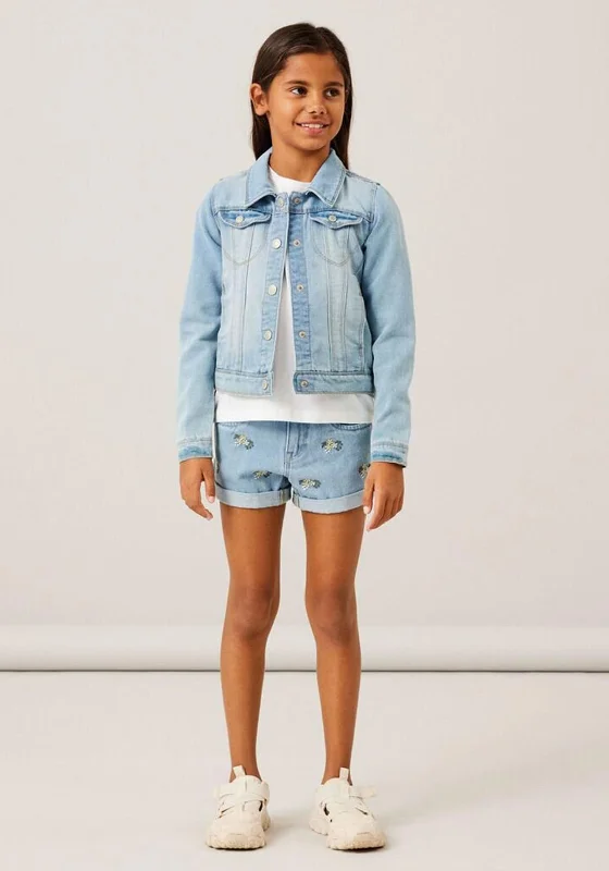 Denim windbreakerName It Kid Girl Star Denim Jacket, Light Blue Denim