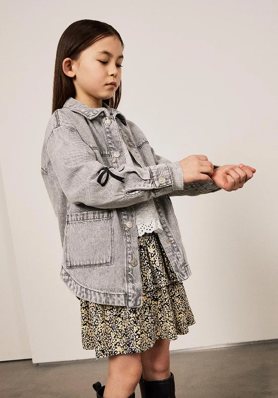 Denim finishingName It Kid Girl Gloria Denim Shacket, Light Grey Denim