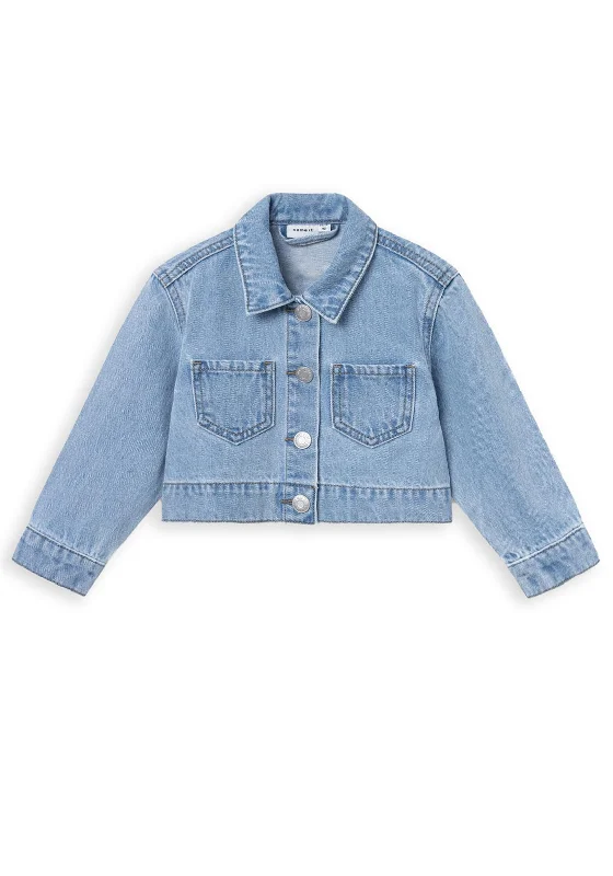 Denim patchworkName It Mini Girl Conny Unicorn Denim Jacket, Light Blue Denim