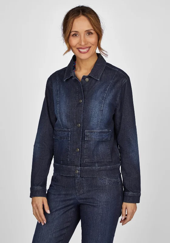 Workwear denimRabe Embellished Pocket Denim Jacket, Dark Wash Denim