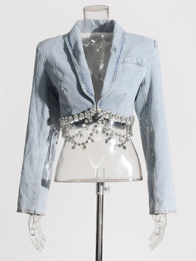 Denim patchesRhinestone Denim Jacket