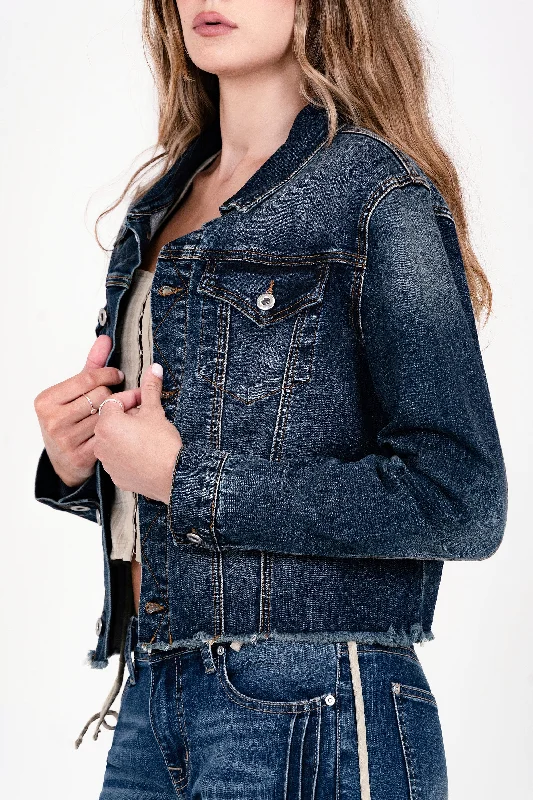 Cowboy artVintage Dark Blue Wash Basic Denim Jacket