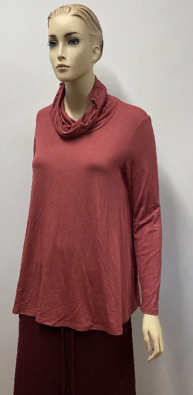 Burgundy Long Sleeve Cow Neck Top