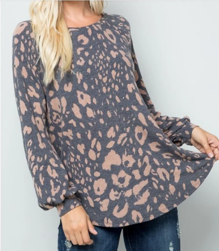 Circle Print Bubble Long Sleeve Top